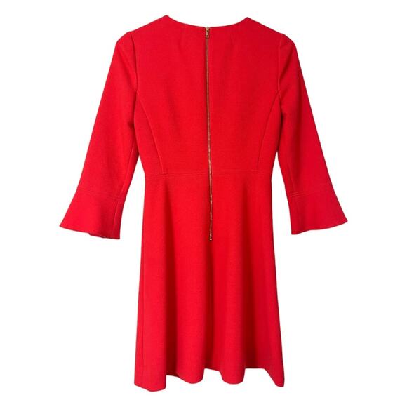 J. Crew Fit & Flare Dress 3/4 Flute Bell Sleeves Coral Pink Women’s Size 00 - Picture 4 of 11